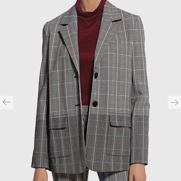 Derek Lam plaid tartan grey colorblock blazer jacket oversized - Picture 4 of 4